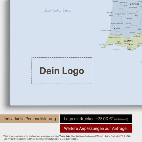 Politische Spanien & Portugal-Karte TRAVEL® Pinn-Leinwand – Multicolor Atlas