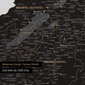 Ausschnitte einer Schweizkarte in der Region Freiburg und Thunersee als Pinn-Leinwand in Light Black mit 1.400 Orten