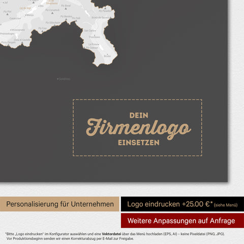 Carte magnétique de la Suisse TRAVEL® Tableau magnétique – Gris foncé