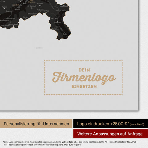 Carte magnétique de Suisse TRAVEL® Tableau magnétique – Noir clair