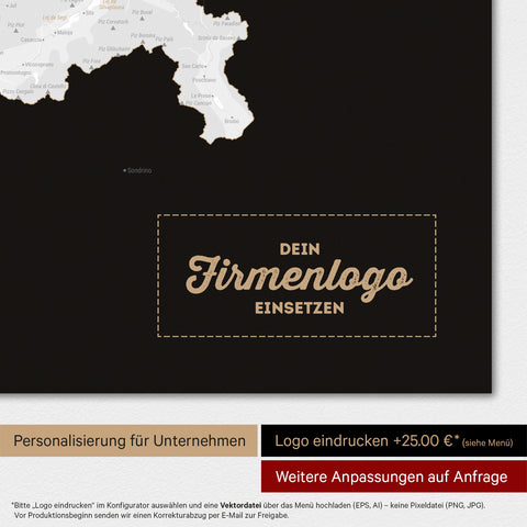 Carte magnétique de Suisse TRAVEL® Tableau magnétique – Noir foncé