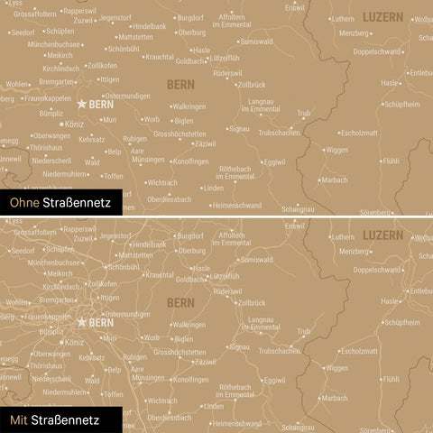Magnetische Schweiz-Karte Leinwand in Sonar Black wahlweise mit oder ohne Straßennetz