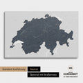 Neutrale und schlichte Standard-Ausführung einer Schweiz-Karte als Pinn-Leinwand in Treasure Gold