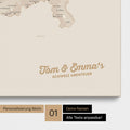 Schweiz-Karte als Pinnwand Leinwand in Gold mit Personalisierung und Eindruck mit deinem Namen