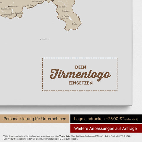 Schweiz-Karte als Pinn-Leinwand in Multicolor Beige mit Eindruck eines Firmenlogos