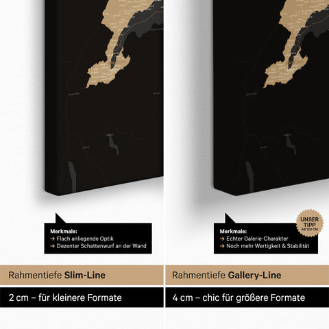 Carte de Suisse TRAVEL® Carte à épingles – Sonar Black (Noir-Or)