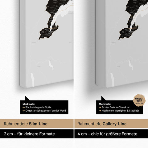 Carte de Suisse TRAVEL® Carte à épingles – Noir clair (Blanc-Noir)
