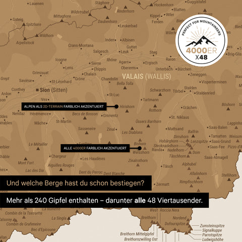 Carte de Suisse TRAVEL® Poster Premium – en 21 couleurs