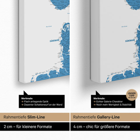 Carte de Scandinavie TRAVEL® Carte à épingles – Bleu Océan