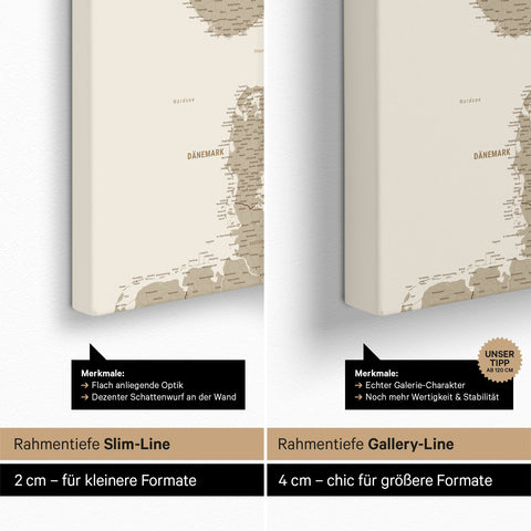 Carte de Scandinavie TRAVEL® Carte à épingles – Desert Sand (Beige)