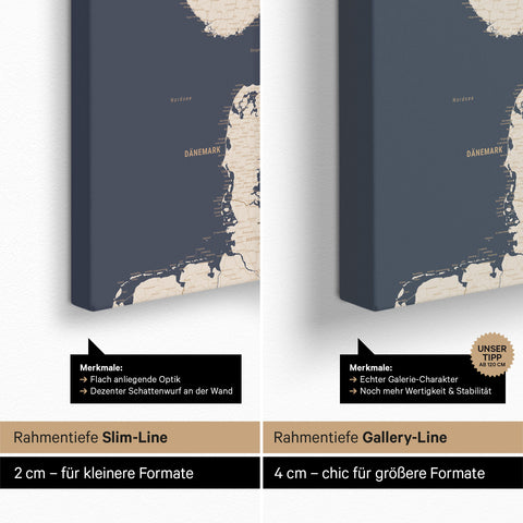 Carte de Scandinavie TRAVEL® Carte à épingles – Hale Navy (Bleu marine foncé-or)