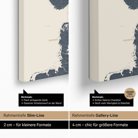 Carte de Scandinavie TRAVEL® Carte à épingles – Navy Light