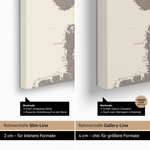 Carte de Scandinavie TRAVEL® Carte à épingles – Warmgray (Brun-Gris)