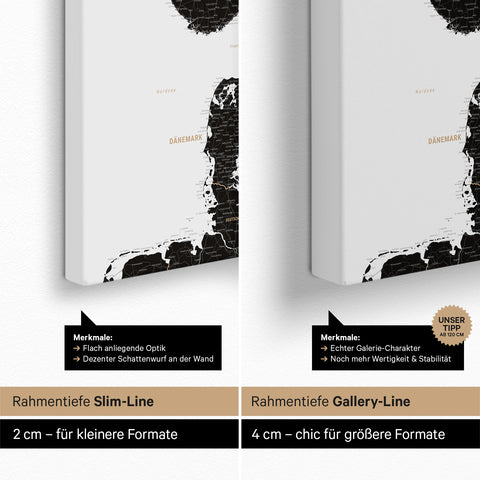Carte de Scandinavie TRAVEL® Carte à épingles – Noir clair (Blanc-Noir)