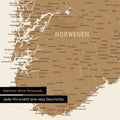 Detail einer Skandinavien-Karte als Poster mit Kartenausschnitt von Norwegen rund um Oslo