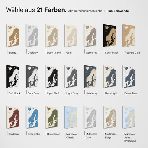 Carte de Scandinavie TRAVEL® Poster Premium – en 21 couleurs