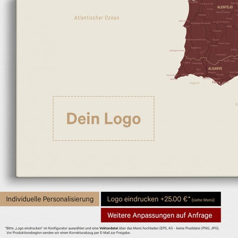 Carte Espagne & Portugal TRAVEL® Carte à épingles – Rouge Bordeaux