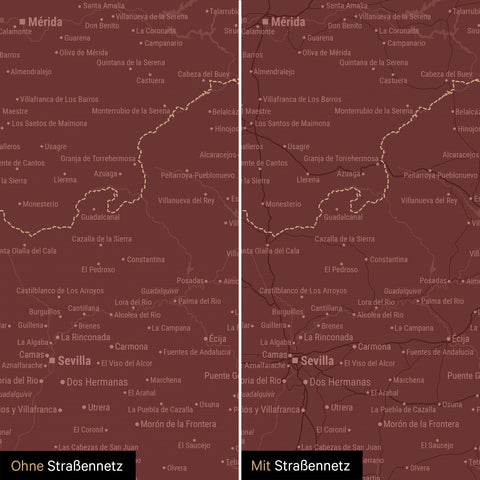 Carte Espagne & Portugal TRAVEL® Carte à épingles – Rouge Bordeaux