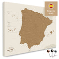Spanien- & Portugal-Landkarte in der Farbe Bronze in einem modernen, minimalistischem Design als Leinwand zum Pinnen von Reisen und Orten