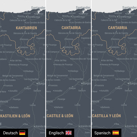 Carte Espagne & Portugal TRAVEL® Carte à épingles – Bleu Denim