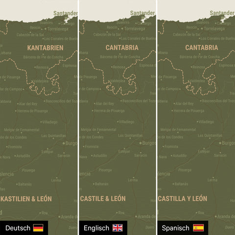 Carte Espagne & Portugal TRAVEL® Carte à épingles – Vert Olive