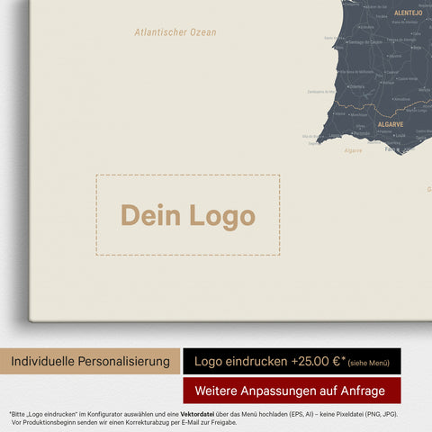 Carte Espagne & Portugal TRAVEL® Carte à épingles – Bleu marine clair