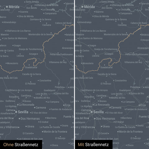 Carte Espagne & Portugal TRAVEL® Carte à épingles – Bleu marine clair