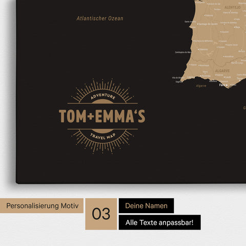 Carte Espagne & Portugal TRAVEL® Carte à épingles – Sonar Black