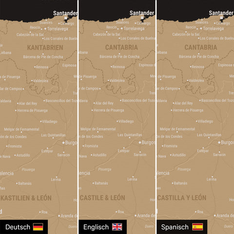 Carte Espagne & Portugal TRAVEL® Carte à épingles – Sonar Black