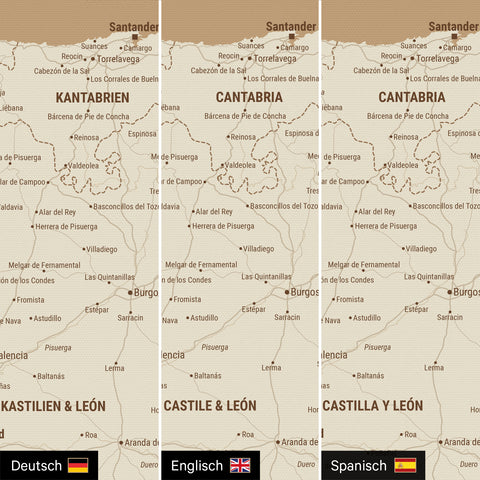 Carte Espagne & Portugal TRAVEL® Carte à épingles – Or Trésor