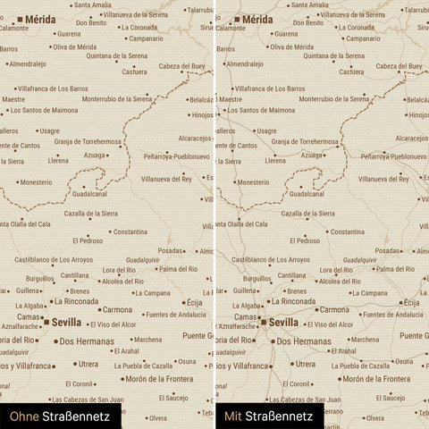 Carte Espagne & Portugal TRAVEL® Carte à épingles – Or Trésor