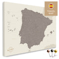 Spanien- & Portugal-Landkarte in der Farbe Warmgray in einem modernen, minimalistischem Design als Leinwand zum Pinnen von Reisen und Orten
