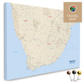 Südafrika-Landkarte in Farbe Multicolor Classic als Pinn-Leinwand, mit Pins zur Markierung von Reisezielen, hochwertig in Deutschland gefertigt.