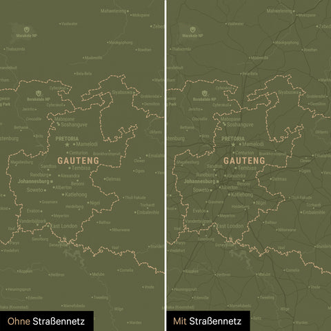 Carte de l’Afrique du Sud à épingles TRAVEL® – Olive Green