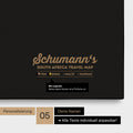 Südafrika-Karte als Pinn-Leinwand in Sonar Black (Schwarz-Gold) mit Personalisierung als Logo mit Familiennamen