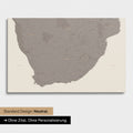 Neutrale und schlichte Standard-Ausführung einer Südafrika-Karte als Pinn-Leinwand in Warmgray (Braun-Grau)