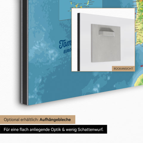 Carte topographique de l'Europe TRAVEL® Tableau magnétique – Topo multicolore
