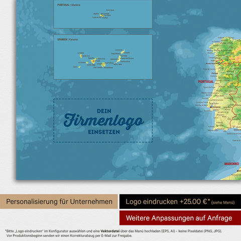 Carte topographique de l'Europe TRAVEL® Tableau magnétique – Topo multicolore