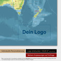 Topografische Weltkarte als Magnettafel in Multicolor Topo mit Eindruck eines Firmenlogos