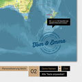 Alternative designs for personalization with your name on a multicolor topographic world map in color