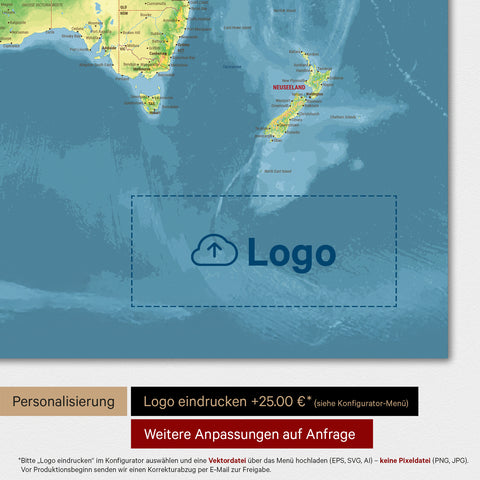 Carte topographique du monde TRAVEL® Poster magnétique – Multicolore Topo