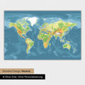 Carte topographique du monde en version standard neutre et couleur Couleur Multicolore Topo