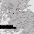 Detail einer England-Karte als Pinn-Leinand in Farbe Coolgray (Hellgrau) mit Kartenausschnitt von Schottland