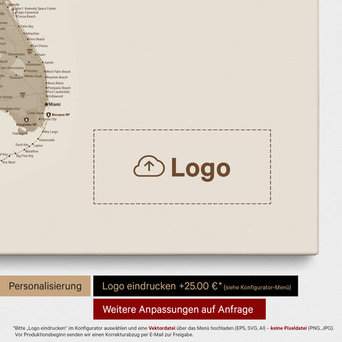 Carte des États-Unis à épingles TRAVEL® – Desert Sand (Beige)