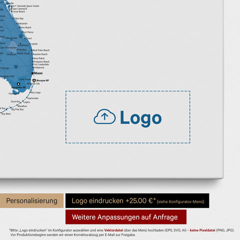 Carte des États-Unis à épingles TRAVEL® – Ocean Blue