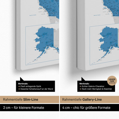 Carte des États-Unis TRAVEL® Carte à épingles – Bleu Océan