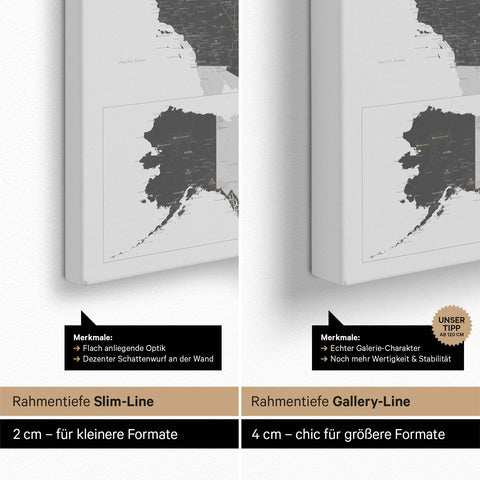 Carte des USA TRAVEL® Carte à épingles – Gris clair
