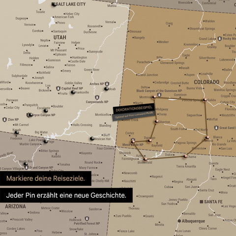 Carte des États-Unis à épingles TRAVEL® – Beige multicolore
