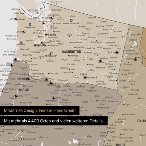 Carte des États-Unis à épingles TRAVEL® – Beige multicolore