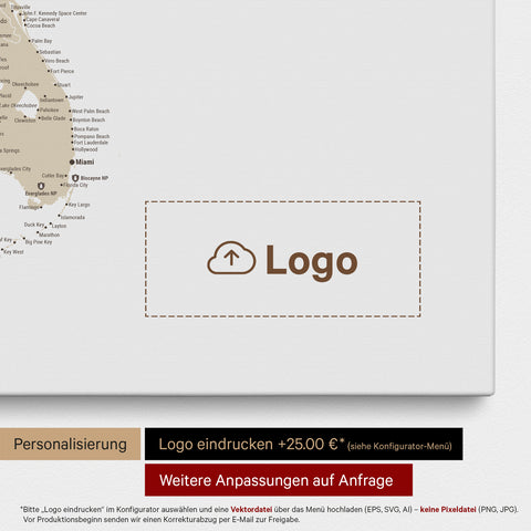 Carte des États-Unis à épingles TRAVEL® – Beige multicolore